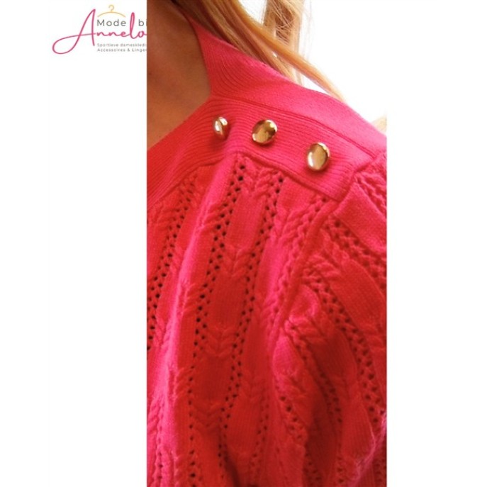Micha Pullover ajour uni Hot Pink